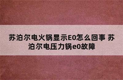 苏泊尔电火锅显示E0怎么回事 苏泊尔电压力锅e0故障